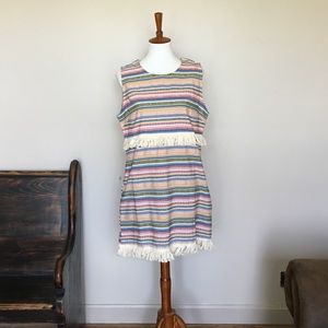 🎉 Boohoo Embroidered Sleeveless Dress with Fringe